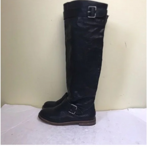 Zigi Girl Meredith Leather Tall Knee High Boots Textured Rubber Soles Buckles 7 - Picture 8 of 10